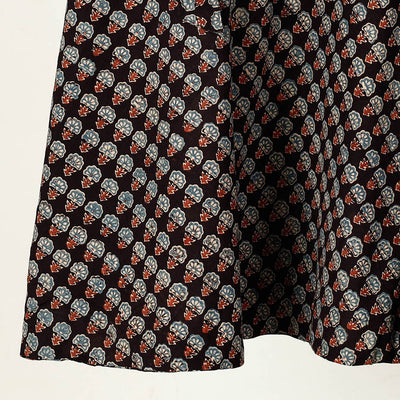 Black - Ajrakh Block Printed Cotton Wrap Around Skirt