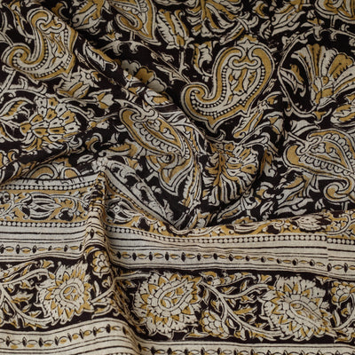 Black - Original Pedana Kalamkari Block Printed Cotton Scarf