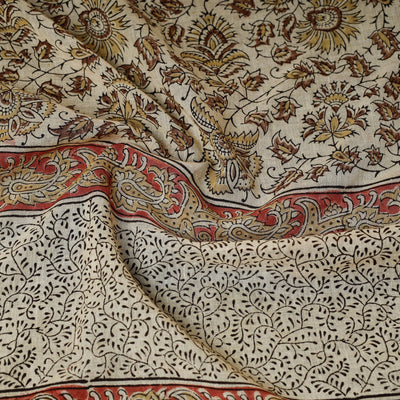 Beige - Original Pedana Kalamkari Block Printed Cotton Scarf