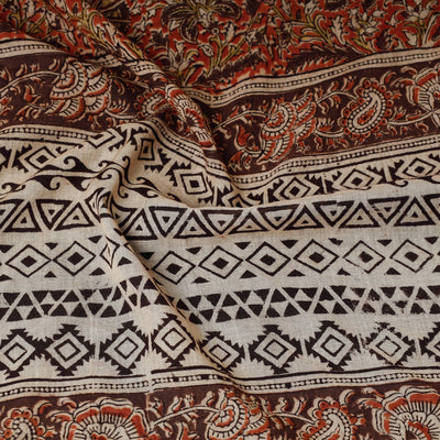 Beige - Original Pedana Kalamkari Block Printed Cotton Scarf