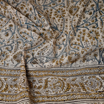 Beige - Original Pedana Kalamkari Block Printed Cotton Scarf