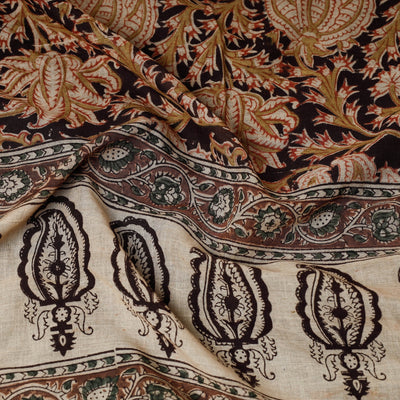 Black - Original Pedana Kalamkari Block Printed Cotton Scarf