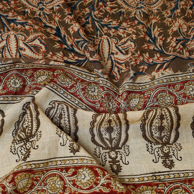 Brown - Original Pedana Kalamkari Block Printed Cotton Scarf