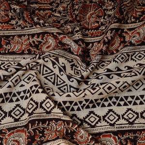 Black - Original Pedana Kalamkari Block Printed Cotton Scarf