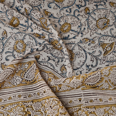 Beige - Original Pedana Kalamkari Block Printed Cotton Scarf
