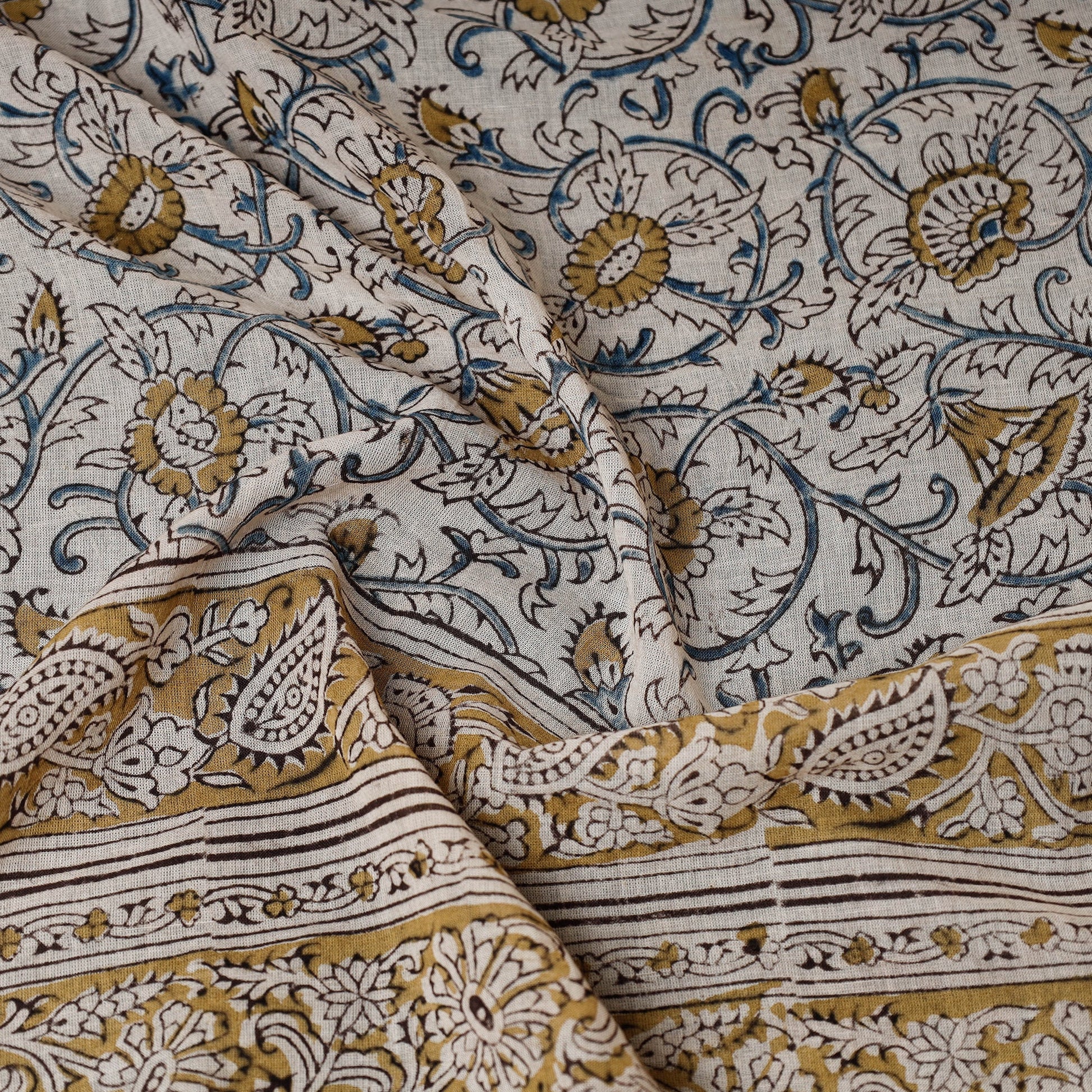 Beige - Original Pedana Kalamkari Block Printed Cotton Scarf
