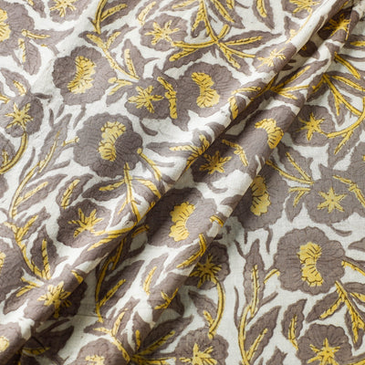Beige - Vanaspati Bagru Block Print Cotton Fabric