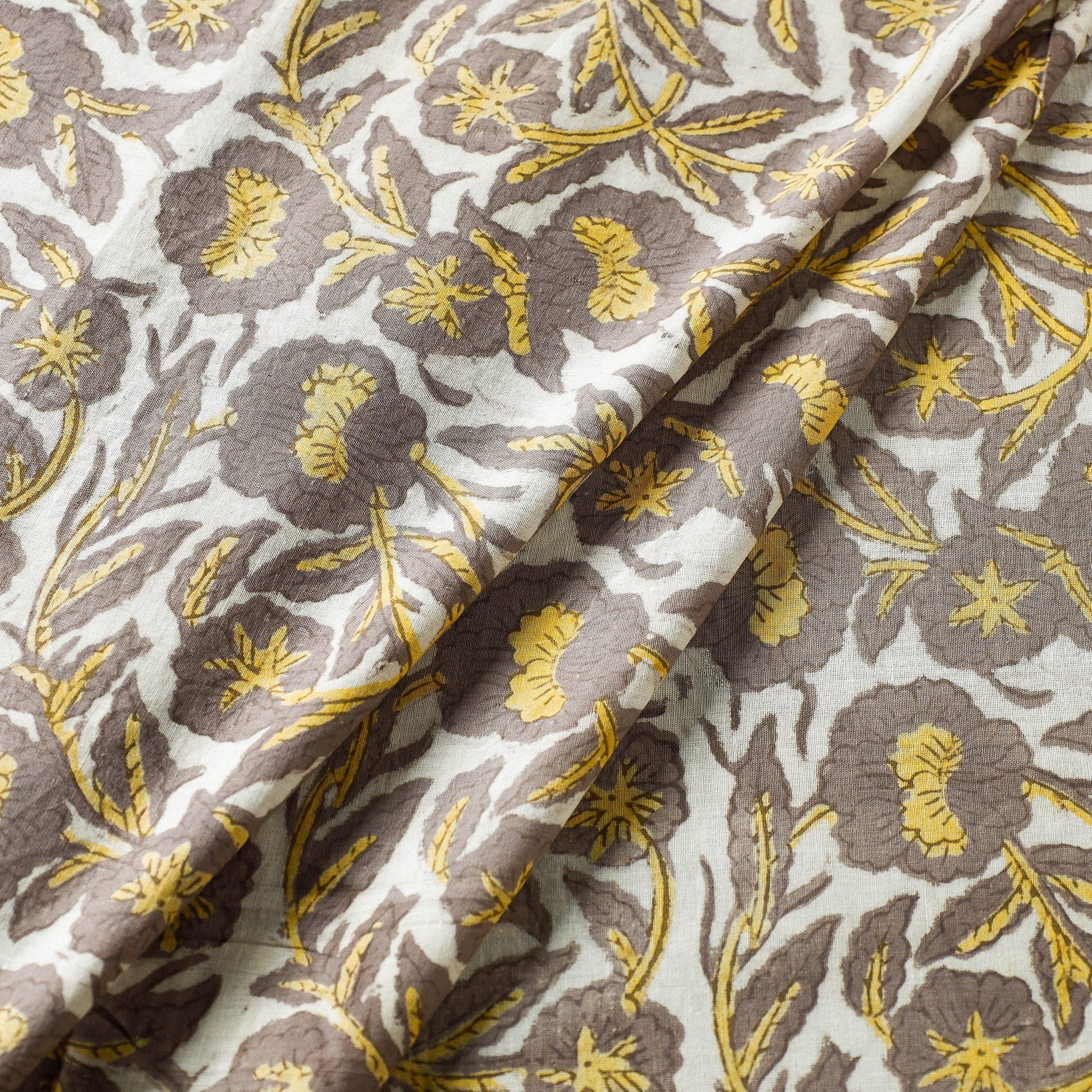 Beige - Vanaspati Bagru Block Print Cotton Fabric