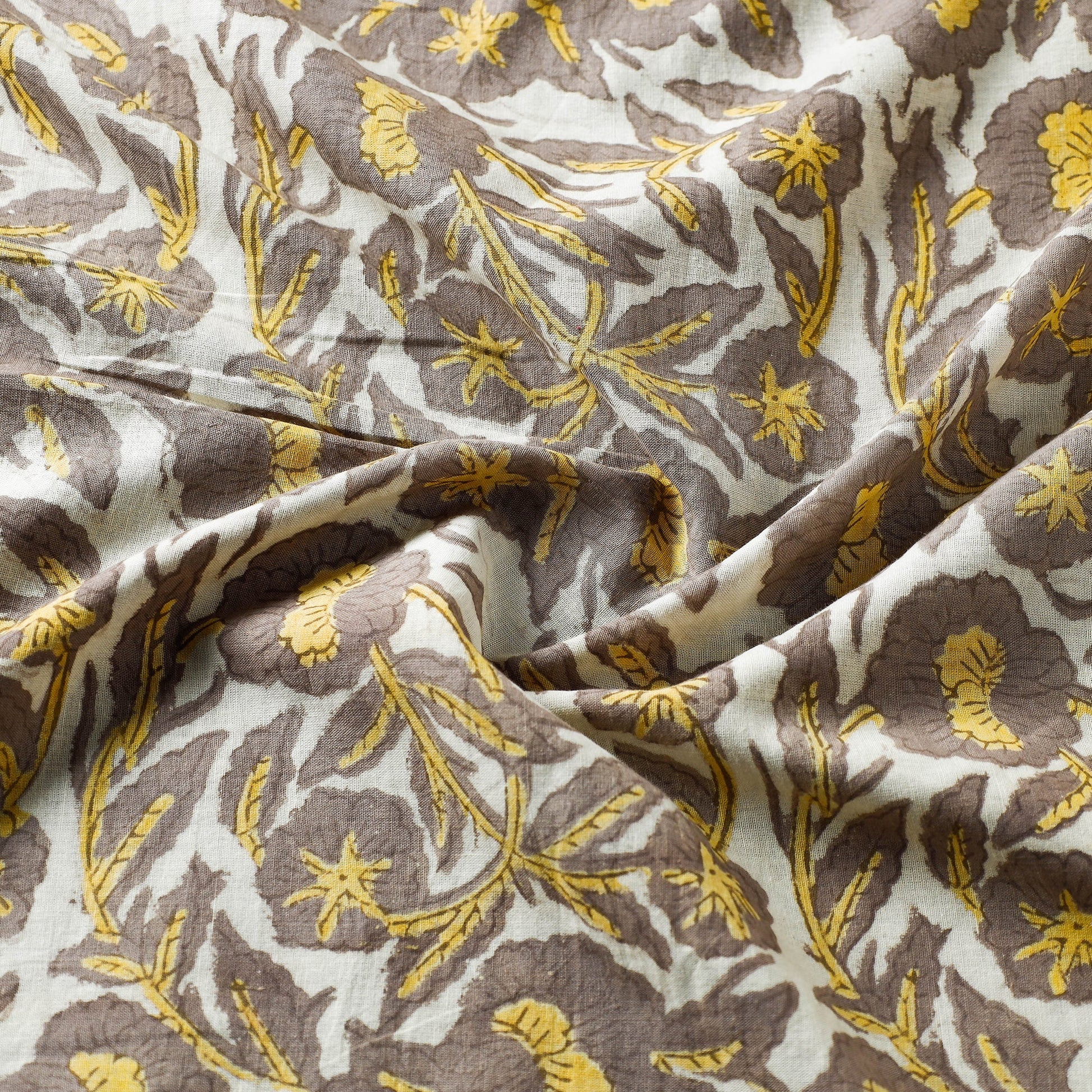 Beige - Vanaspati Bagru Block Print Cotton Fabric