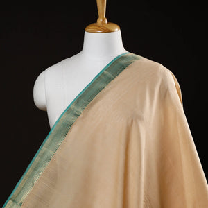 Beige - Mangalagiri Handloom Cotton Nizam Zari Border Fabric