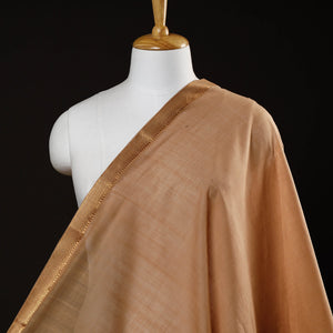 Brown - Mangalagiri Handloom Cotton Nizam Zari Border Fabric