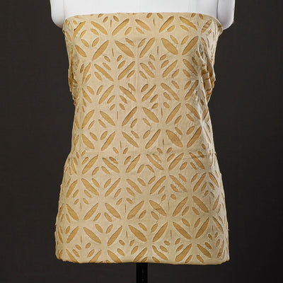 Brown - 3pc Cut Work Cotton Barmer Applique Dress Material