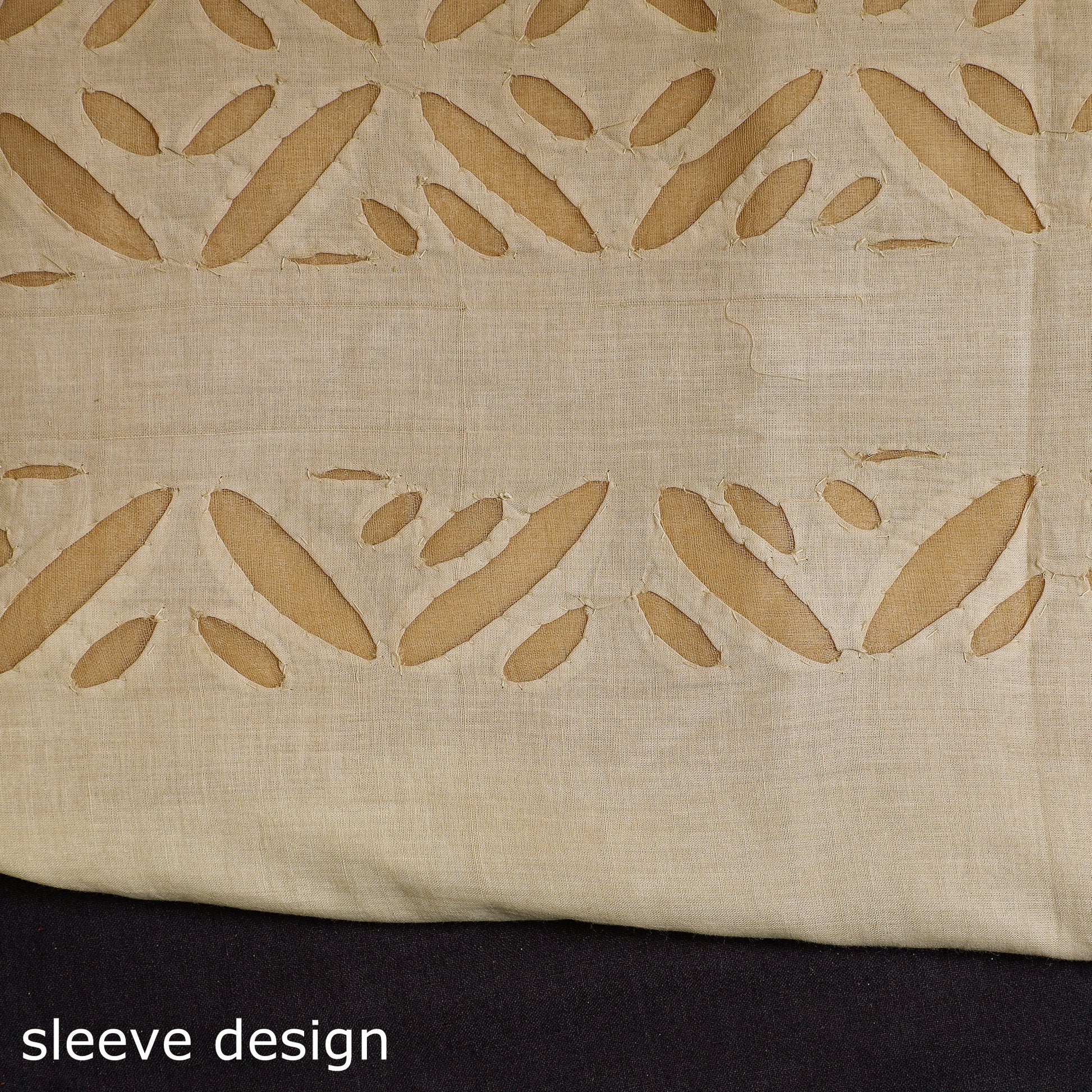 Brown - 3pc Cut Work Cotton Barmer Applique Dress Material