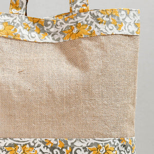 Beige - Hand Block Printed Jute Shoulder Bag