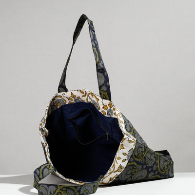 Black - Hand Block Printed Laminated Jute Shoulder Bag