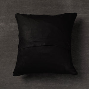 Black - Folk Motif Birds - Kantha Embroidery Handloom Cotton Cushion Cover (16 x 16 in)