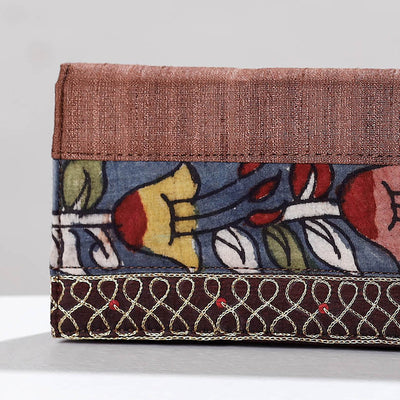 Brown - Handpainted Kalamkari Ghicha Silk Clutch