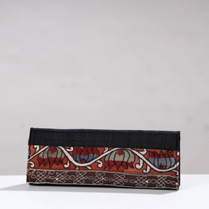 Black - Handpainted Kalamkari Ghicha Silk Clutch