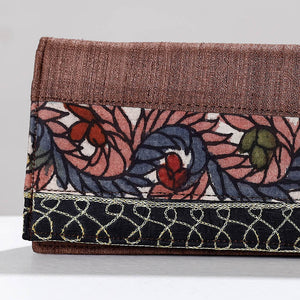 Brown - Handpainted Kalamkari Ghicha Silk Clutch