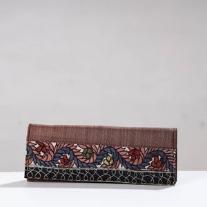 Brown - Handpainted Kalamkari Ghicha Silk Clutch