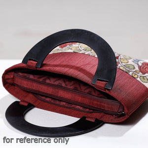 Brown - Handpainted Kalamkari Ghicha Silk Hand Bag