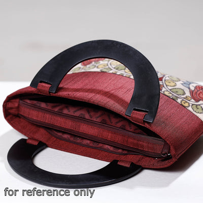 Brown - Handpainted Kalamkari Ghicha Silk Hand Bag