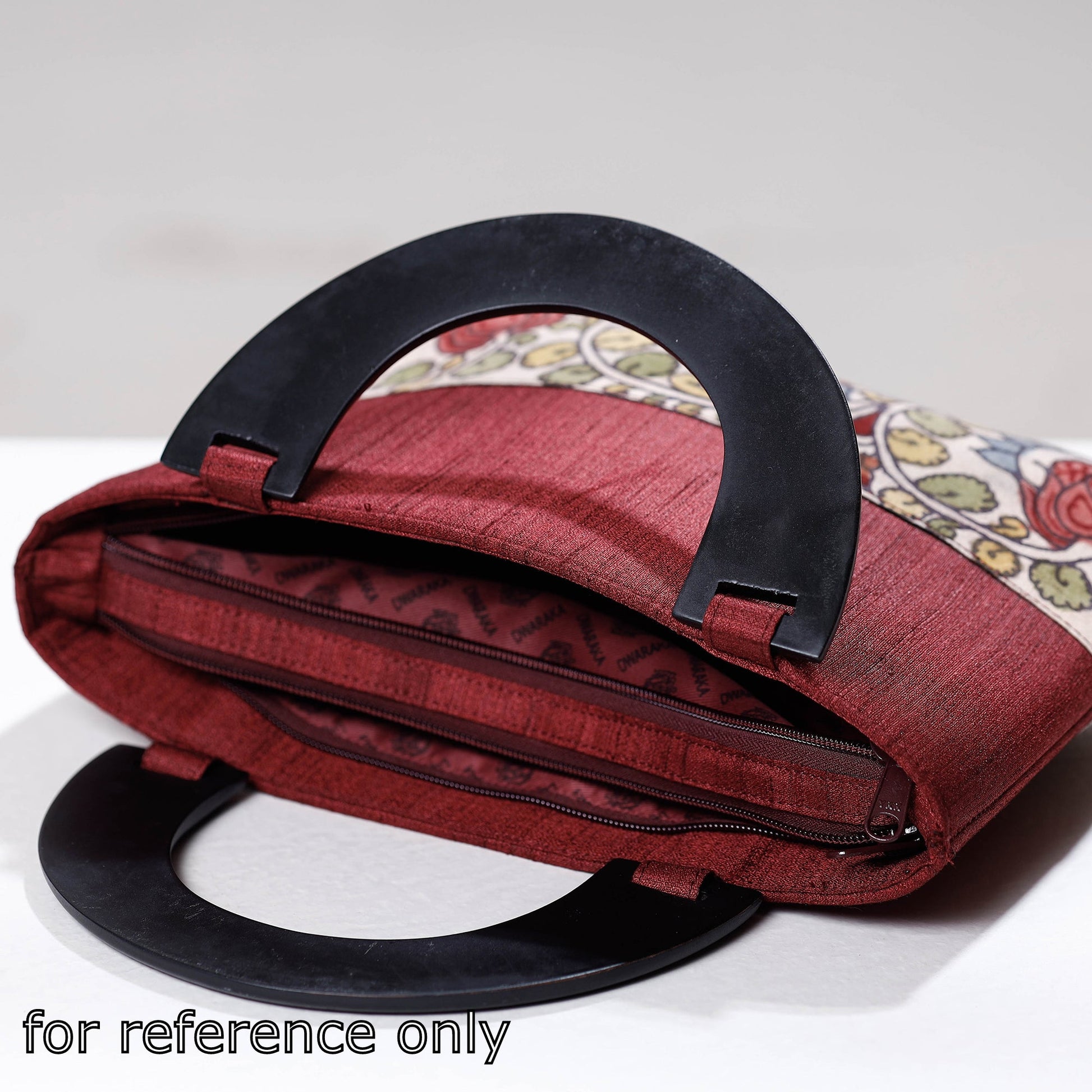 Brown - Handpainted Kalamkari Ghicha Silk Hand Bag