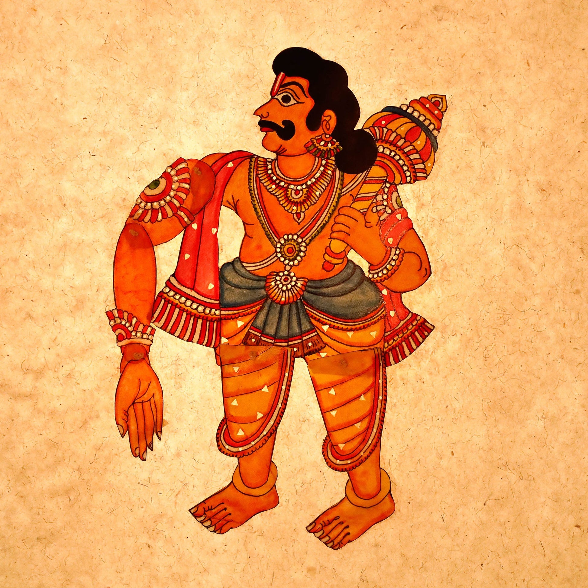 Bhima - Tholu Bommalata Leather Puppet (16 x 10 in)