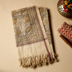 Beige - Pedana Kalamkari Block Printed Handloom Cotton Towel