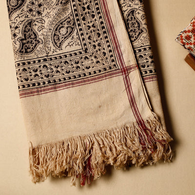 Beige - Pedana Kalamkari Block Printed Handloom Cotton Towel