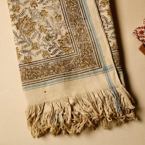 Beige - Pedana Kalamkari Block Printed Handloom Cotton Towel