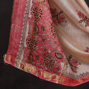 3pc Sanganeri Block Printed Maheshwari Silk Suit Material Set