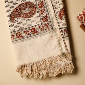 Beige - Pedana Kalamkari Block Printed Handloom Cotton Towel