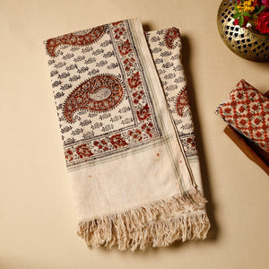 Beige - Pedana Kalamkari Block Printed Handloom Cotton Towel