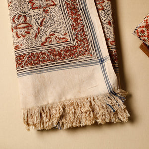 Beige - Pedana Kalamkari Block Printed Handloom Cotton Towel