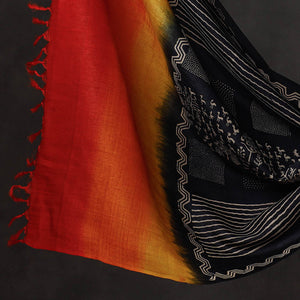 Black - 2pc Block Printed Tussar Silk Handloom Suit Material Set