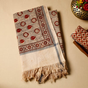 Beige - Pedana Kalamkari Block Printed Handloom Cotton Towel