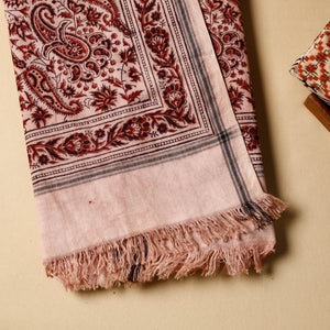 Beige - Pedana Kalamkari Block Printed Handloom Cotton Towel