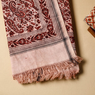 Beige - Pedana Kalamkari Block Printed Handloom Cotton Towel
