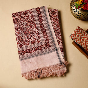 Beige - Pedana Kalamkari Block Printed Handloom Cotton Towel