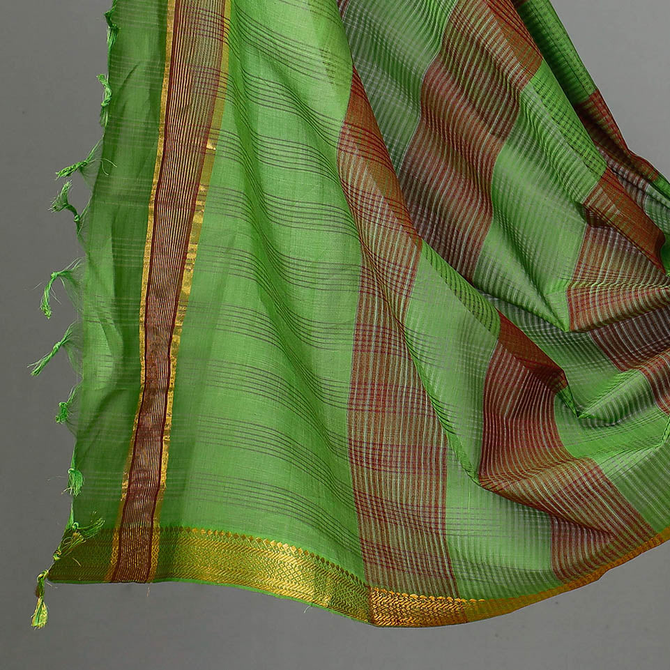 3pc Mangalagiri Handloom Cotton Suit Material Set with Zari Border