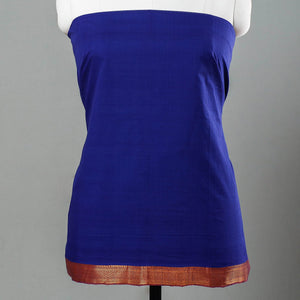 Blue - 3pc Mangalagiri Handloom Cotton Suit Material Set with Zari Border