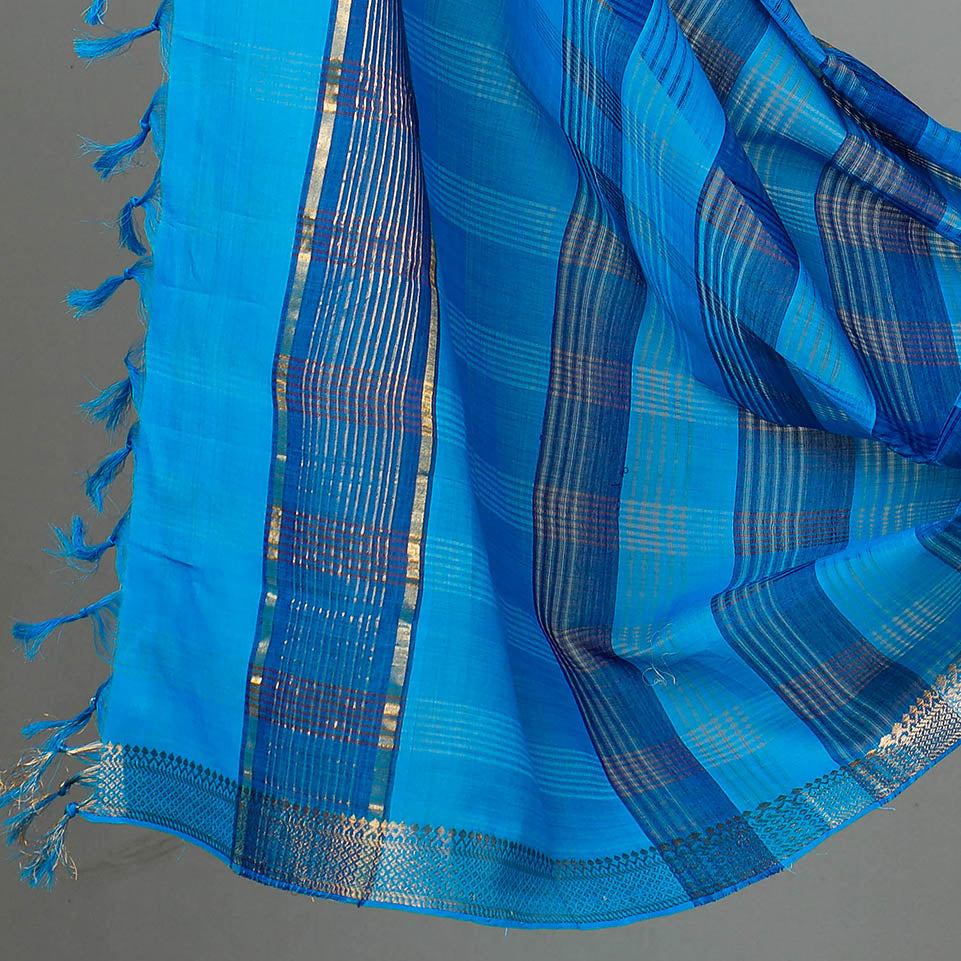 3pc Mangalagiri Handloom Cotton Suit Material Set with Zari Border