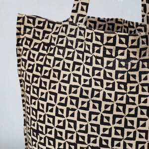 Black - Pedana Kalamkari Block Printed Cotton Shopping Bag