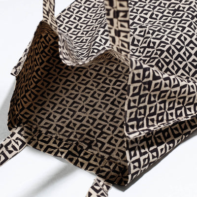 Black - Pedana Kalamkari Block Printed Cotton Shopping Bag