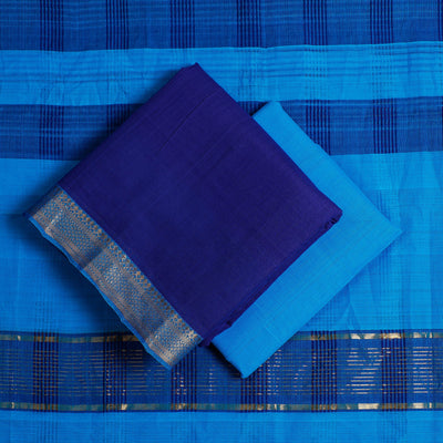 3pc Mangalagiri Handloom Cotton Suit Material Set with Zari Border