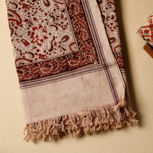 Beige - Pedana Kalamkari Block Printed Handloom Cotton Towel