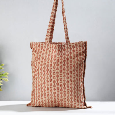 Brown - Pedana Kalamkari Block Printed Cotton Shopping Bag