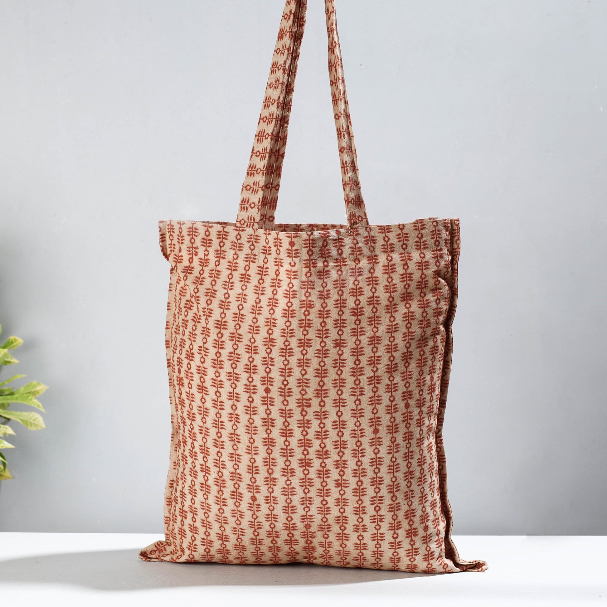 Brown - Pedana Kalamkari Block Printed Cotton Shopping Bag