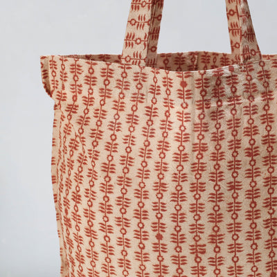 Brown - Pedana Kalamkari Block Printed Cotton Shopping Bag